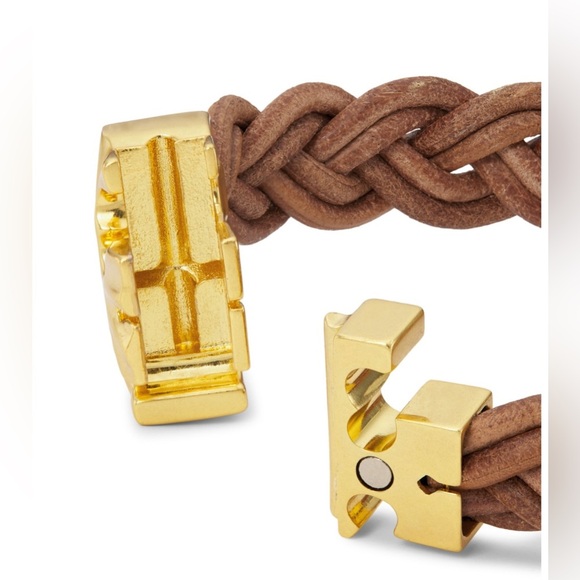 🆕NWT Tory Burch Authentic Miller Fisherman-Gold-& Braided Leather Bracelet - Picture 9 of 12